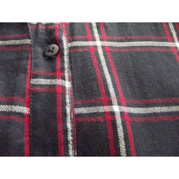 Company One Woman Shirt Plus 1X Navy Blue red Silver Metallic Plaid button-down - Picture 9 of 13
